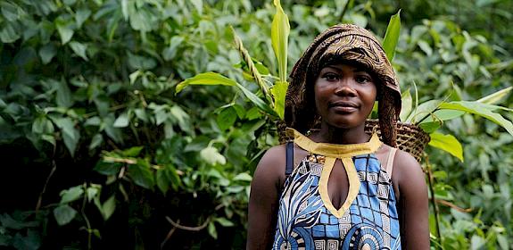 Moizol Sosso Gladys, Indigenous member of Mayos village in eastern Cameroon. TRAFFIC is helping her village navigate complex legal frameworks to gain access to life-giving community forestry. Photo: TRAFFIC / Sam Obae